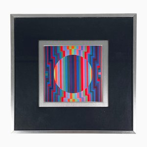 Victor Vasarely, Composición húngara de arte moderno, años 70, enmarcado
