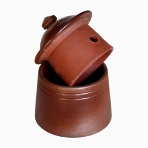 Small Vintage Butter Bell in Matte Finished Brown Ceramic, 1990s