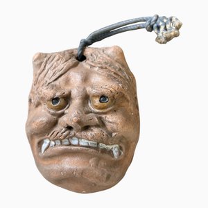 Antique Japanese Oni Dorei Bell with Dual Faces, 1920s