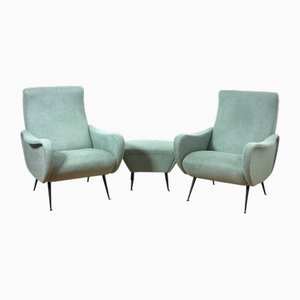 Lady Lounge Chairs with Pouf attributed to Marco Zanuso, Italy, 1960s, Set of 3