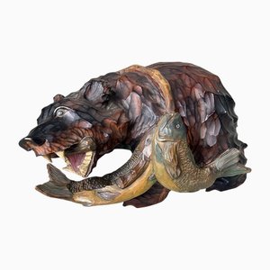Japanese Hand-Carved Wooden Bear, 1950s