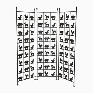 Wrought Iron Screen by Jean Touret for Atelier Marolles, 1950s