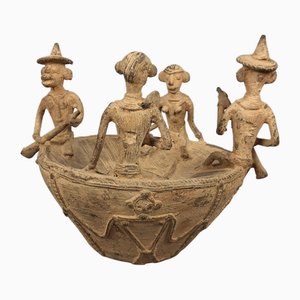 Afrikanische Bootsskulptur aus Bronze, Früher 1900er