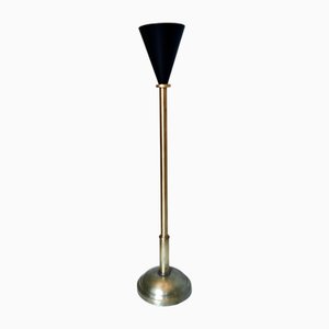 Vintage Stehlampe aus Messing & Schwarz Lackiertem Aluminium, Italien, 1950er