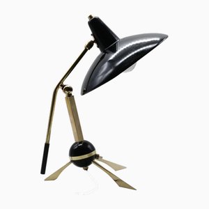 Tischlampe aus Messing & schwarzem Metall von Gilardi & Barzaghi, Italien, 1950er