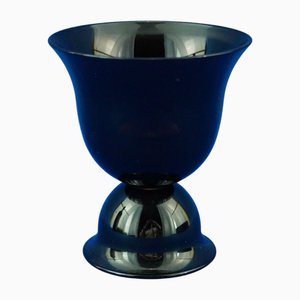 Vaso Art Déco in vetro opalino nero di Josef Hoffmann per Wiener Werkstatte Manufacture, fine XIX secolo
