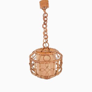 Lampada Mid-Century moderna in bambù e vimini della Costa Azzurra, anni '60