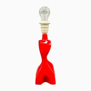 Mid-Century Modern Table Lamp in Red from Bay Keramik, 1950s