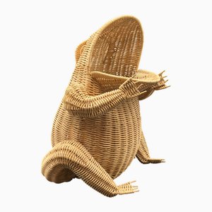 Vintage Froschkorb aus Rattan, 1970er
