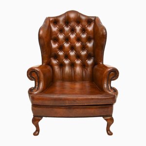 Leather Wing Back Armchair, 1930s