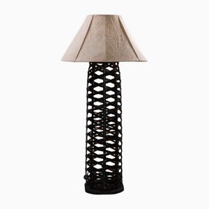 Vintage Handcrafted Floor Lamp in Rattan, 1980s
