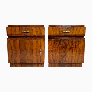 Art Deco Cubist Bedside Tables, 1920, Set of 2