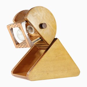 Lampada da tavolo in legno di design, Italia, anni '80