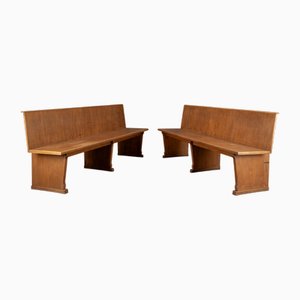 Vintage Oak Benches, 1960s, Set of 2