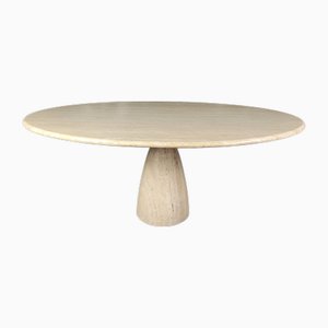Table Ovale Finale en Travertin par Peter Draenert, 1970s