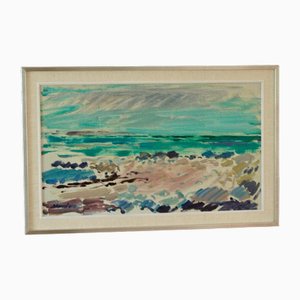 Gösta Stawåsen, Beach in Torekov, 1968, Oil on Canvas, Framed