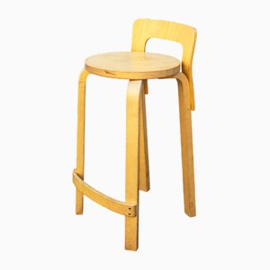 Tabourets K65 Arrondis en Bouleau et Contreplaqué par Alvar Aalto pour Artek, 1970s