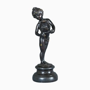 Small Bronze of Young Girl with the Basket, Late 19th Century