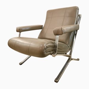 Vintage Metal and Skai Armchair, 1970s