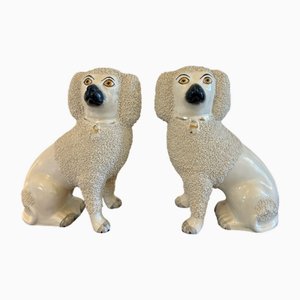 Victorian Staffordshire Poodles, 1860s, Set of 2