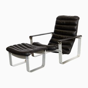 Set of Mid-Century Pulkka Lounge Chair and Ottoman by Ilmari Lappalainen for Asko, 1968