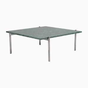 Table Basse Vintage en Acier et Marbre Vert par Poul Kjærholm pour E. Kold Christensen, 1970s