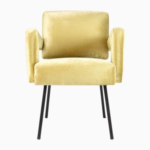 French Presidential Velvet Armchair by Jacques Adnet, 1950s