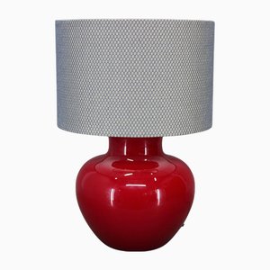 Vintage Italian Glass Table Lamp with Fabric Lamp Shade from VeArt, 1970s