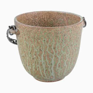 Large Ceramic Ice Cooler with 830 Silver Handle by Arne Bang and Aage Weimar