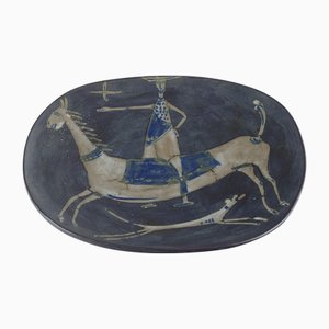 Grand Plat en Céramique avec Motif de Don Quichotte par Åke Holm, 1960s
