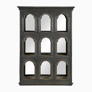 Wall-Mounted Mirror Shelf in Blackened Wood