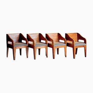 Italienische Vintage Stühle aus Eiche, 1940er, 4er Set