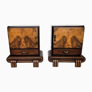 Italienische Art Deco Nachttische aus Wurzelholz, 1940er, 2er Set