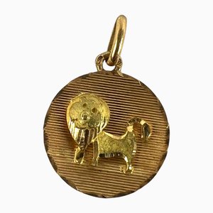 Vintage French 18 Karat Yellow Gold Leo Zodiac Charm Pendant, 1960s