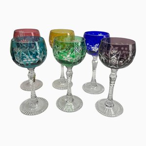 Crystal Stem Glasses, 1950s, Set of 6