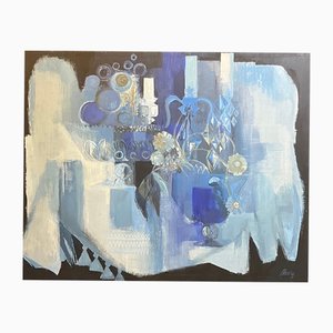 Frank Chabry, Blue Still Life, Oil on Canvas / Paper