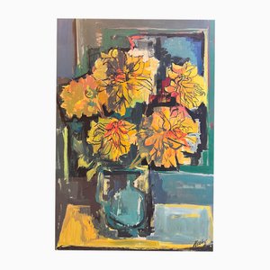 Frank Chabry, Yellow Flowers, Oil on Canvas / Paper