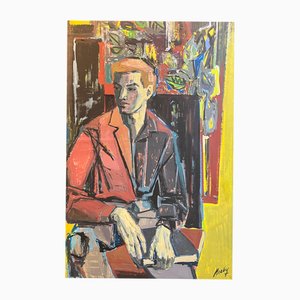 Frank Chabry, Lo studente, Olio su tela / Carta