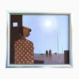 Quietud en la luz del sol, pintura al óleo, enmarcado