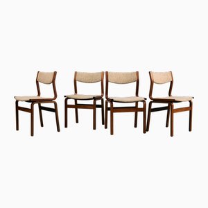 Mid-Century Bentwood Chair Set in Stained Beech with Wool Upholstery, Set of 4