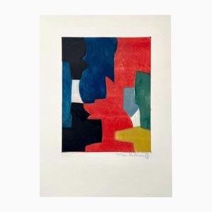 Serge Poliakoff, Composition Blue, Red, Green and Black III, 1958, Etching
