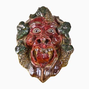 Bacchus Mask Sculpture in Ceramic attributed to Seminara Paolo Condurso