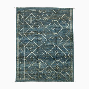 Moderner Tribal Teppich in Blau