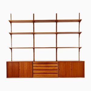 Large Mid-Century Danish Teak Wall Unit with 3 Cabinets by Poul Cadovius for Cado, Denmark, 1960s