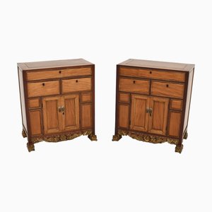 Antique Chinese Hardwood Bedside Cabinets, 1890s, Set of 2