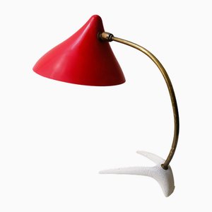 Lampe de Bureau Pied de Corbeau Rouge et Blanc par Karl Heinz Kinsky pour Gebrüder Cosack, 1950s