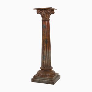 Antique Carved Wood Corinthian Column, France, 1890s