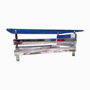 Table en Acier Chromé et Verre, Italie, 1970s