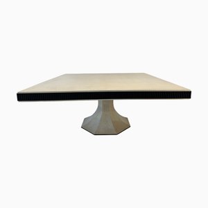 Quadratischer Italienischer Art Deco Tisch aus Pergament & Schwarzem Lack, 1980er