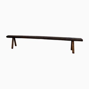 Large Brutalist Farmhouse Bench in Oak, 1890s
